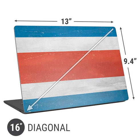 Costa Rican Flag Distressed Universal Laptop 16in (13 x 9.4in) Skin